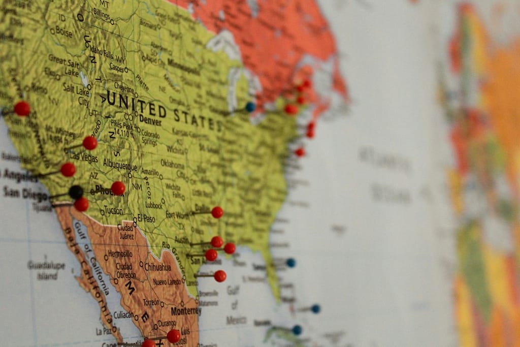 map with pins